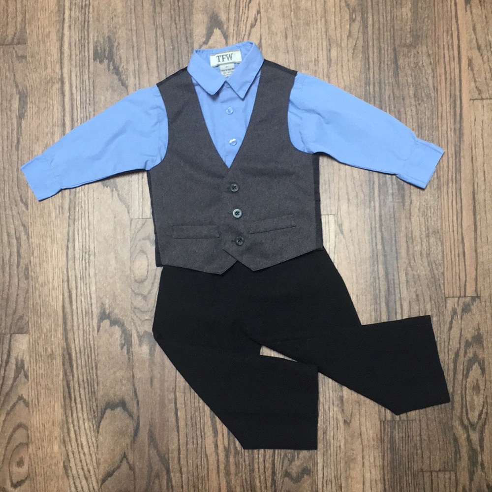 Boys button down shirt & vest
